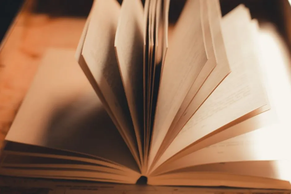 Close-up of an open book with pages turning